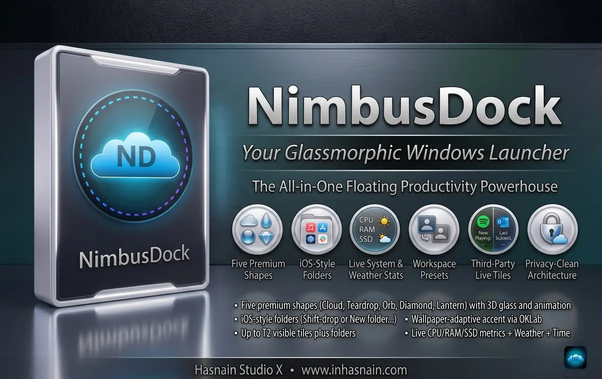 NimbusDock running on Windows, screen 2 of 4