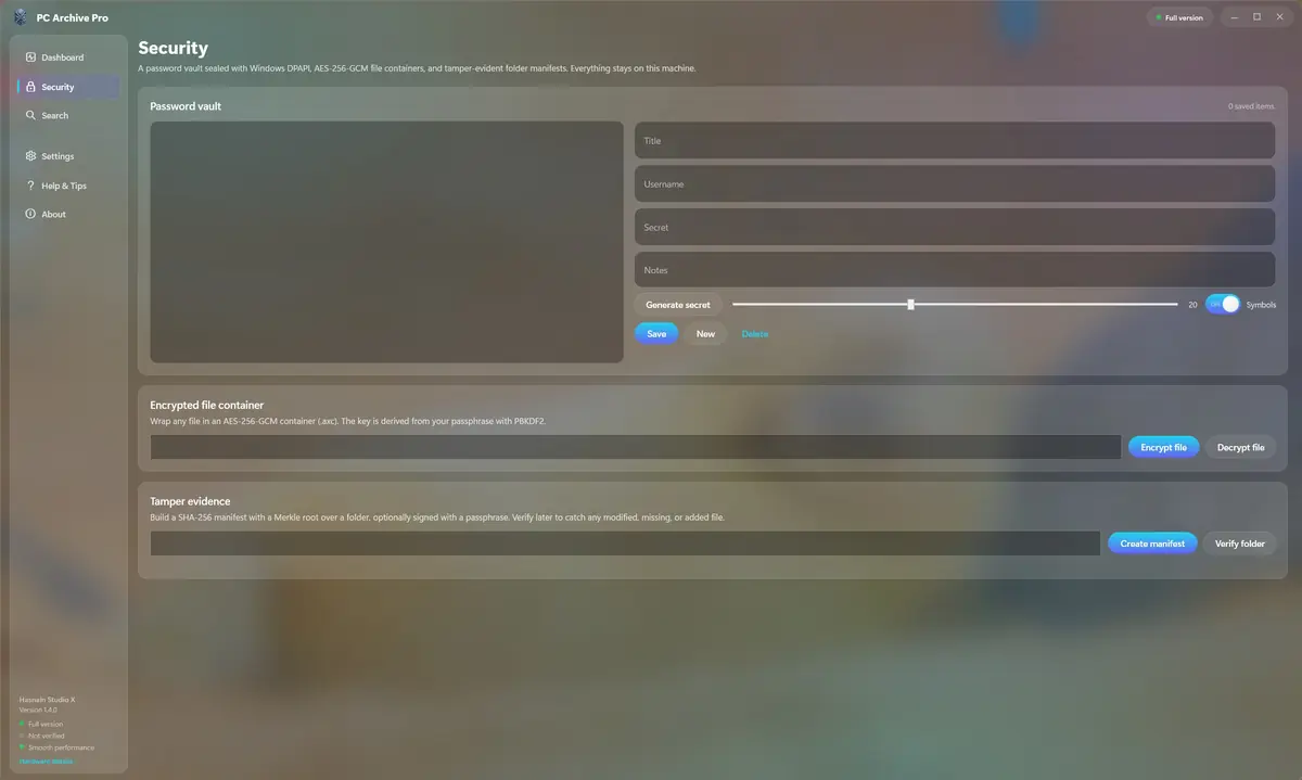 PC Archive Pro running on Windows, screen 1 of 4