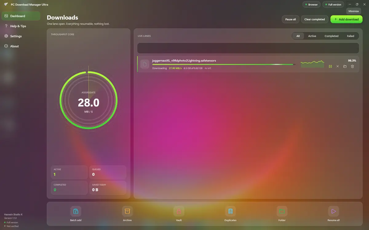 PC Download Manager Ultra running on Windows, screen 4 of 4