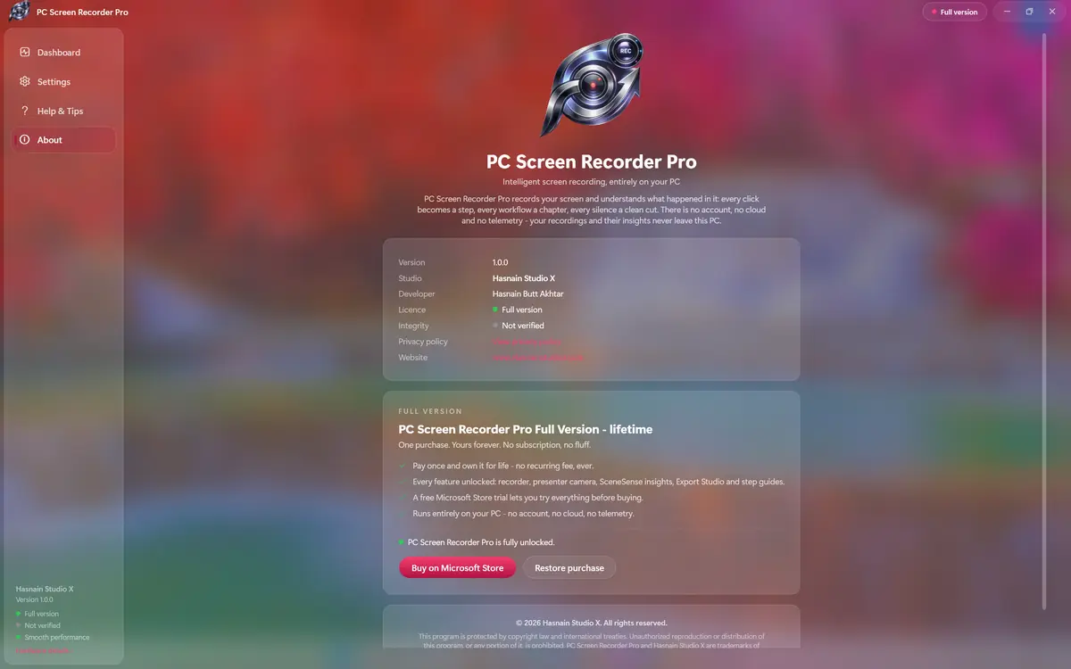 PC Screen Recorder Pro running on Windows, screen 1 of 4