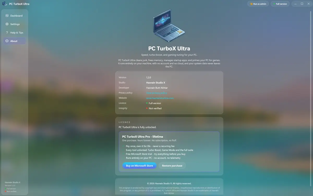 PC TurboX Ultra running on Windows, screen 1 of 4