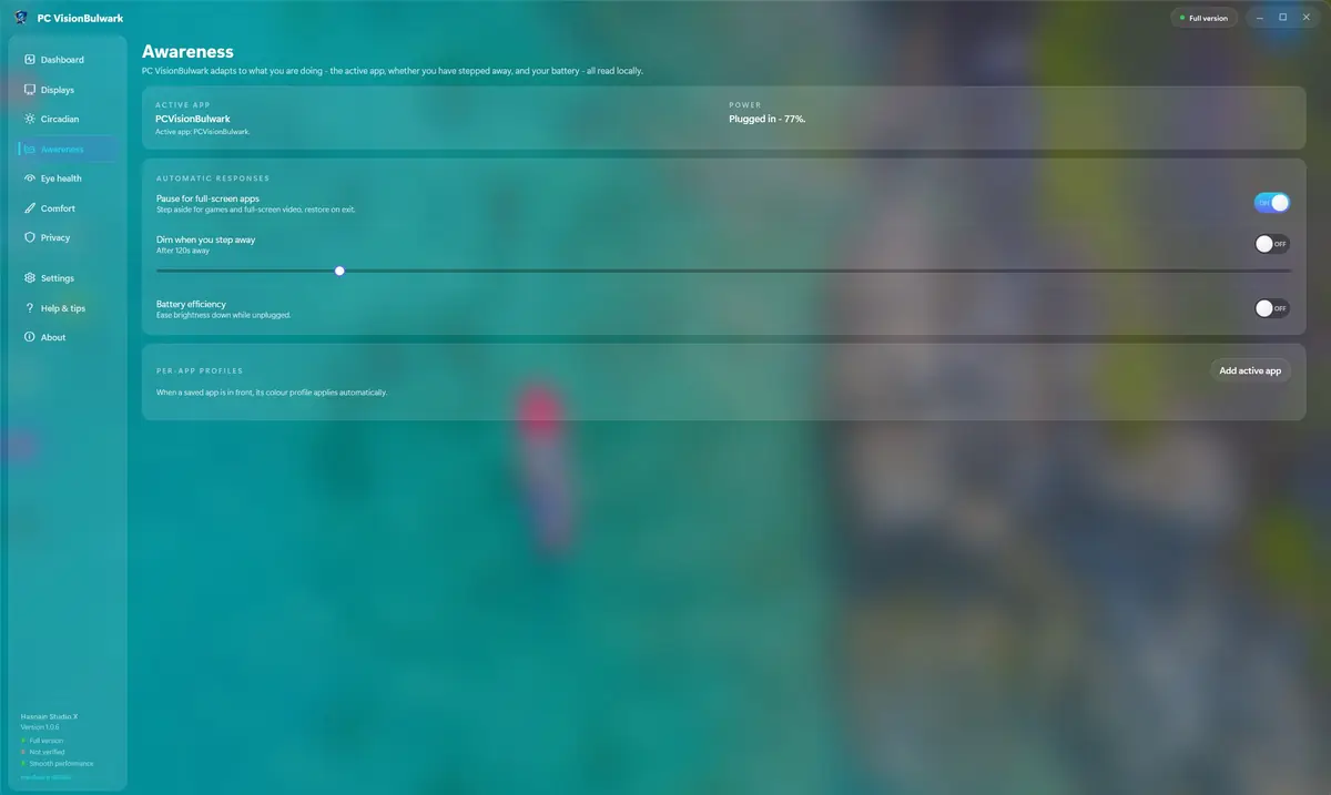 PC VisionBulwark running on Windows, screen 1 of 4