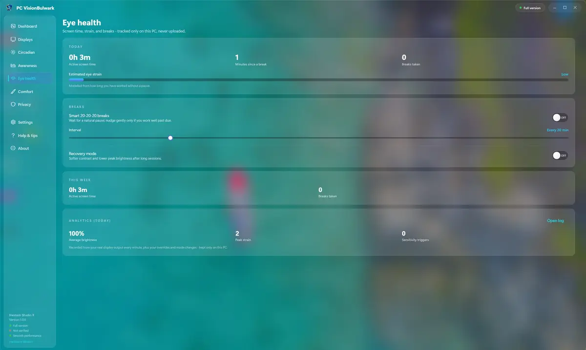 PC VisionBulwark running on Windows, screen 3 of 4