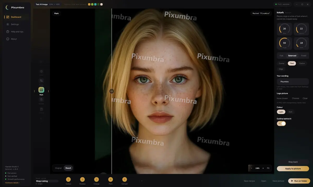 Pixumbra Studio running on Windows, screen 4 of 4