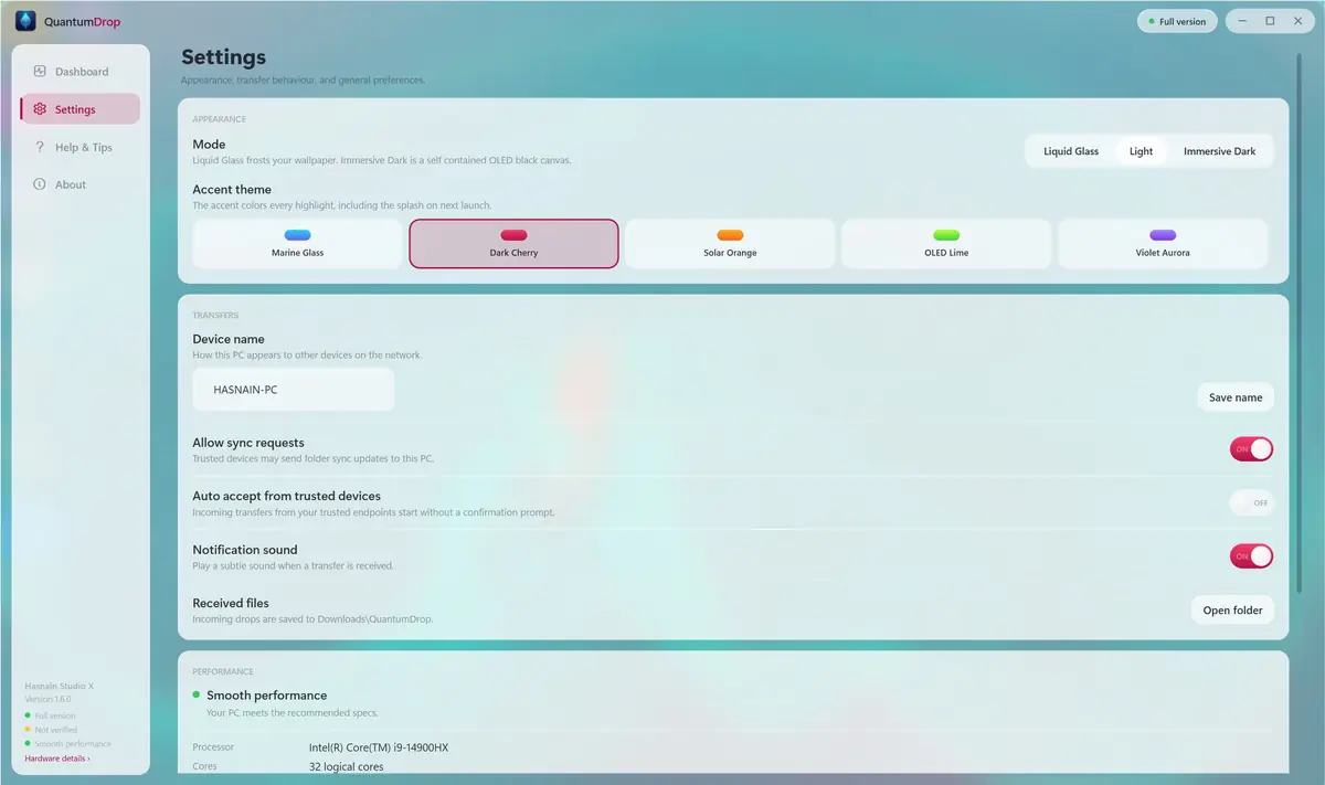 QuantumDrop running on Windows, screen 2 of 4