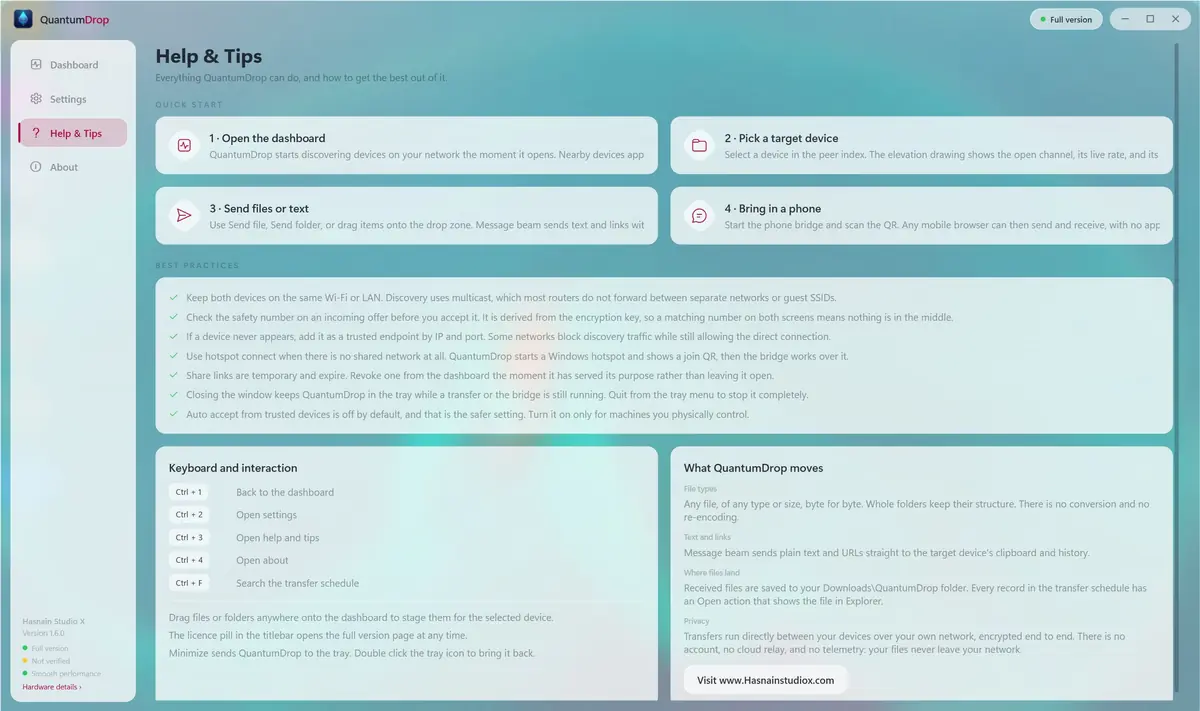 QuantumDrop running on Windows, screen 3 of 4