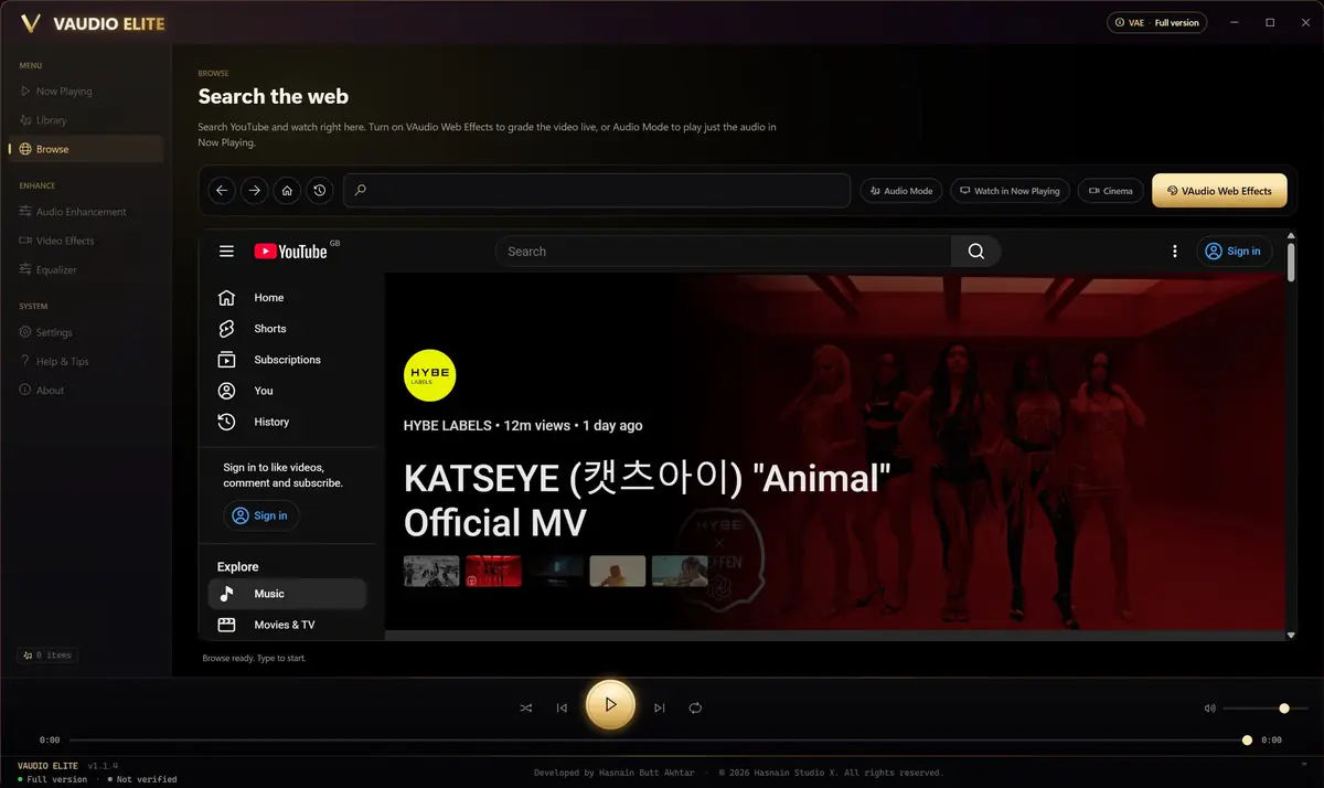 VAudio Elite running on Windows, screen 3 of 4