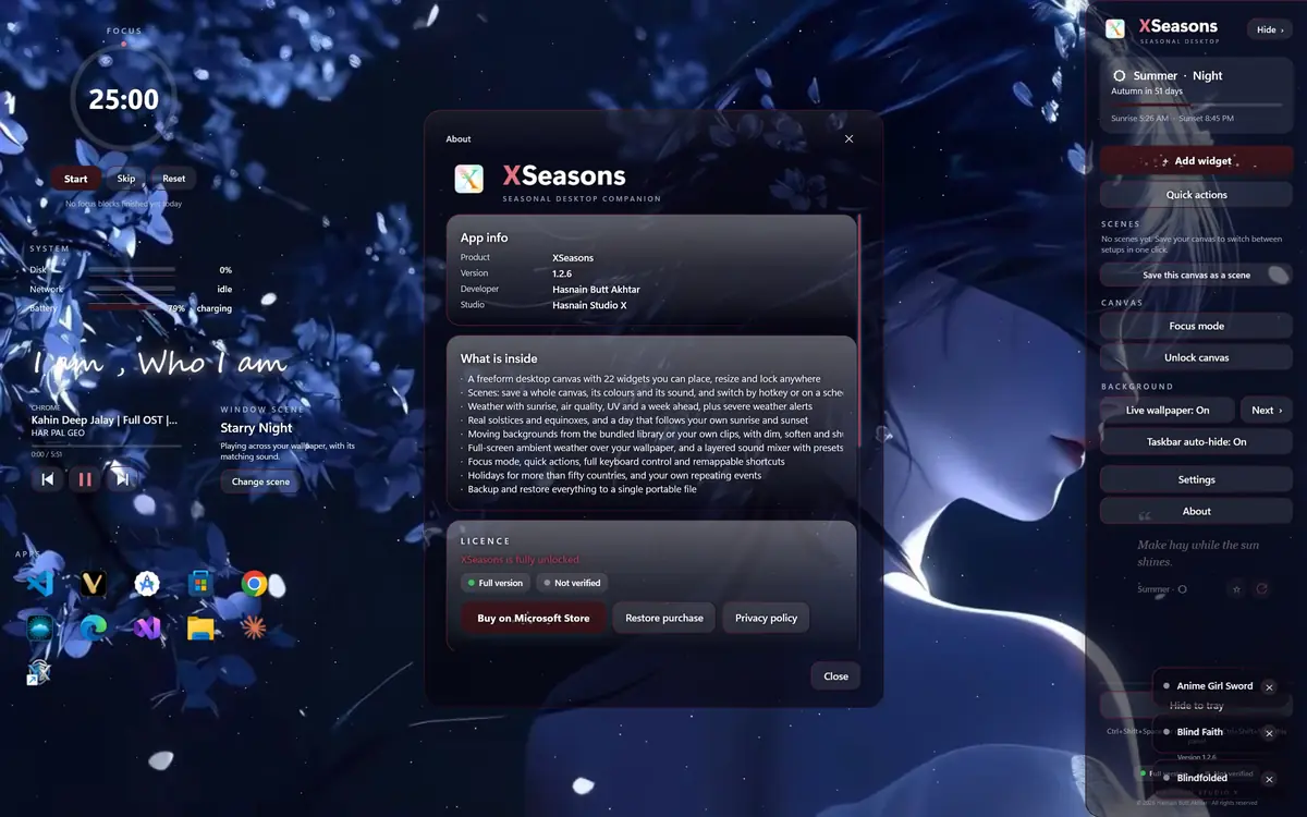 XSeasons running on Windows, screen 3 of 4